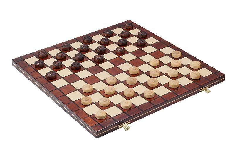 Checkers 10x10 Set – International Draughts Folding Wooden Board 40cm