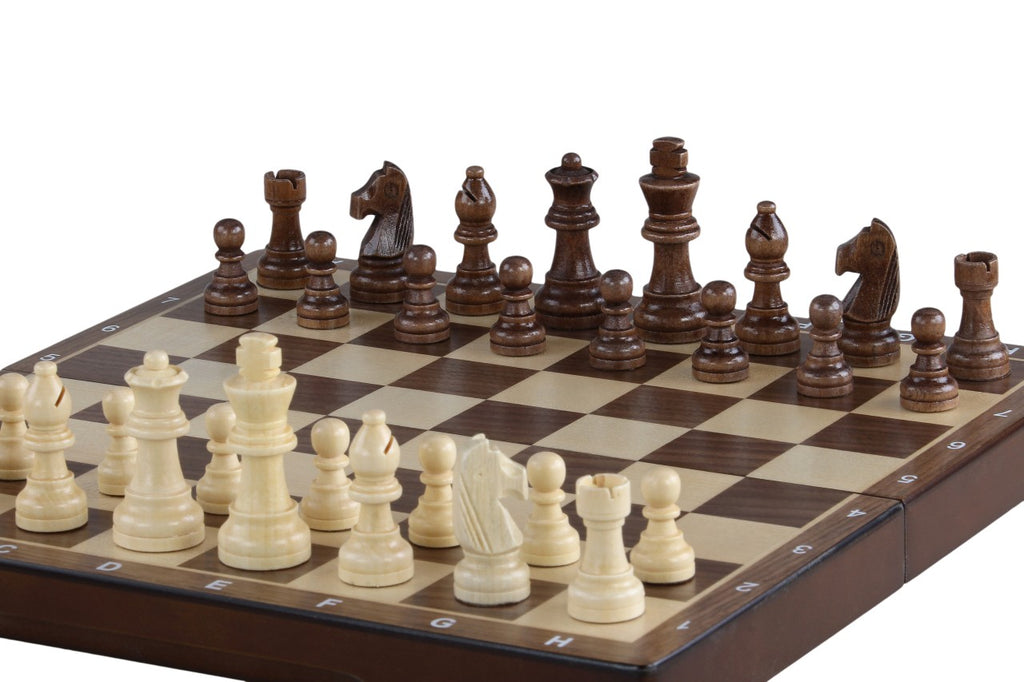 Magnetic Wooden Chess Board – Walnut/Maple Inlaid 40cm Folding – image 2
