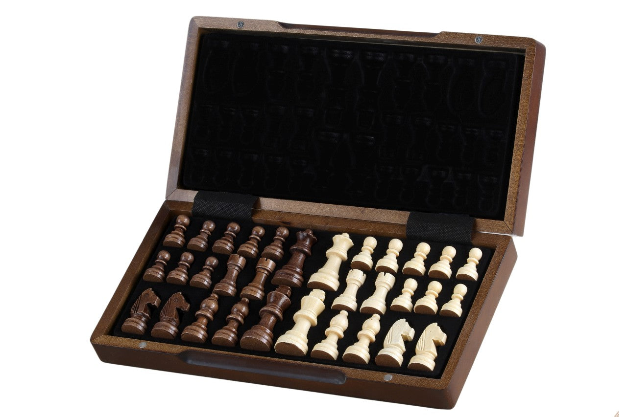 Magnetic Wooden Chess Board – Walnut/Maple Inlaid 40cm Folding – image 4