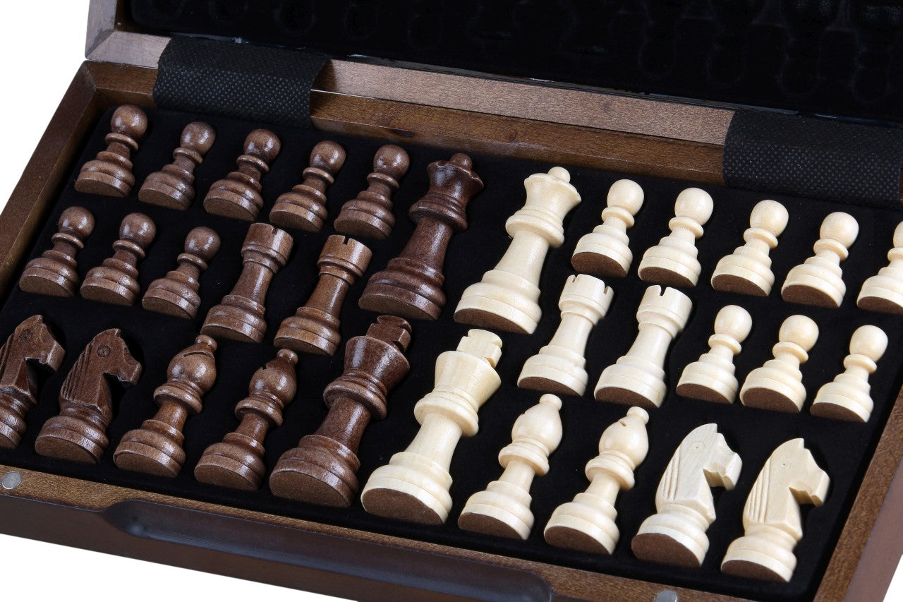 Magnetic Wooden Chess Board – Walnut/Maple Inlaid 40cm Folding – image 5