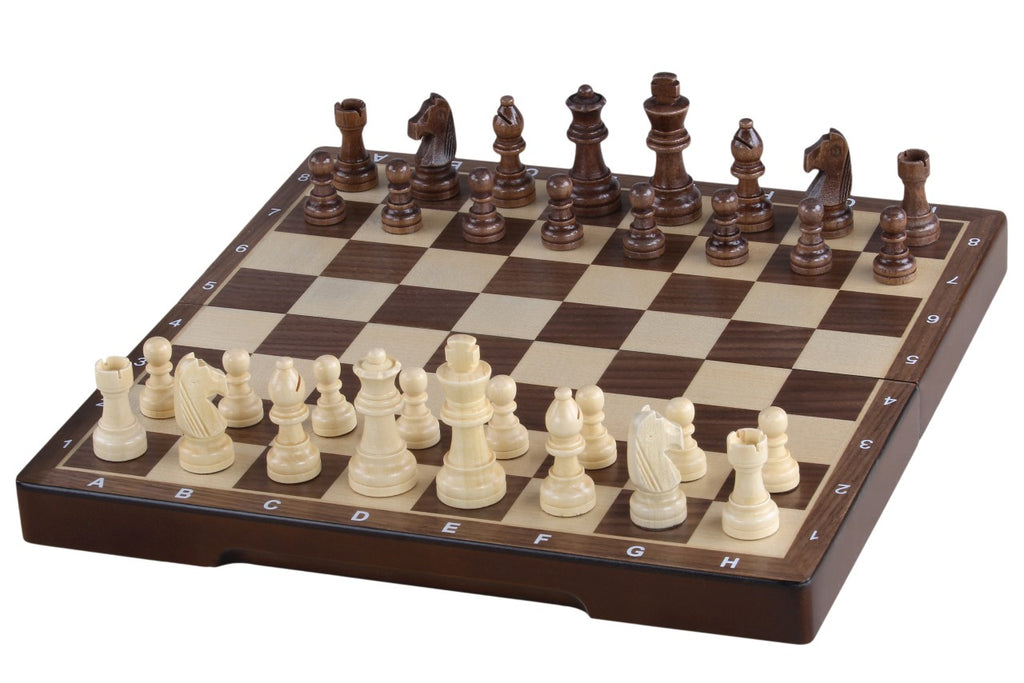 Magnetic Wooden Chess Board – Walnut/Maple Inlaid 40cm Folding – image 6