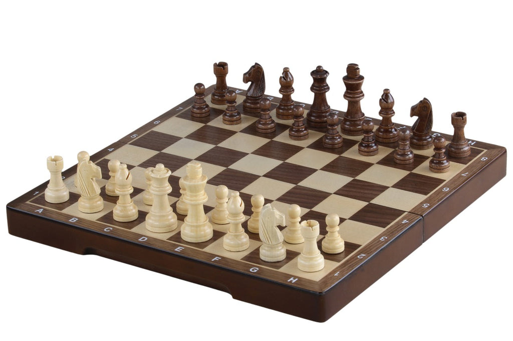 Magnetic Wooden Chess Board – Walnut/Maple Inlaid 40cm Folding – image 7