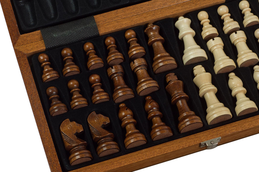 Magnetic Chess Set 12" – Walnut & Maple Folding Board with Notation – image 2