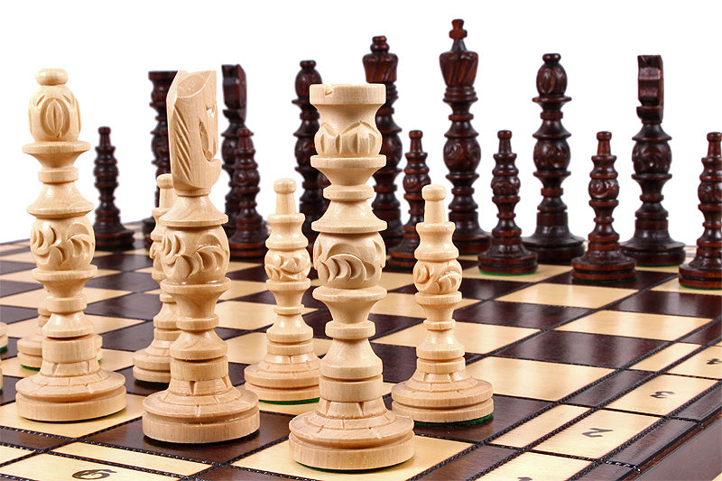 GALANT Chess Set 58x58cm – Hand-Carved Linden Wood Folding Board