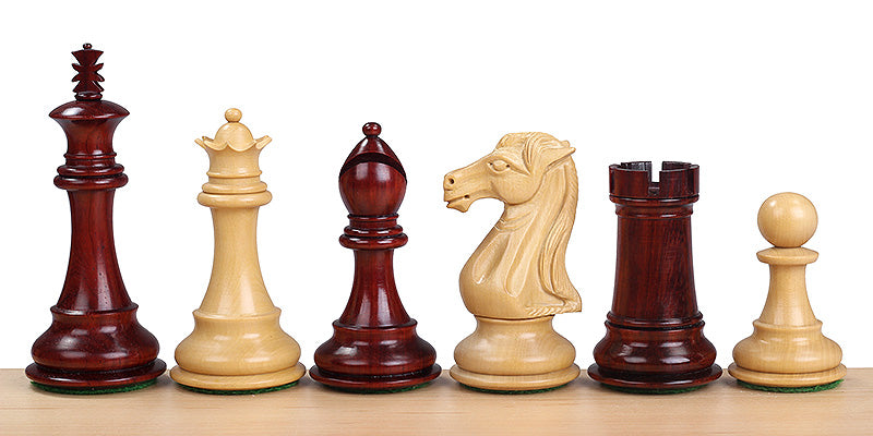 Royal Knight Chess Pieces 4" - Redwood Boxwood Weighted Luxury Set