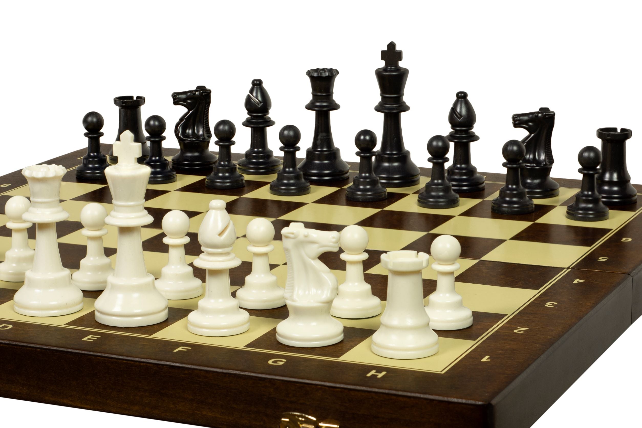 Practice Chess Set 48cm – Metal Weighted Pieces & Brown Board 50mm