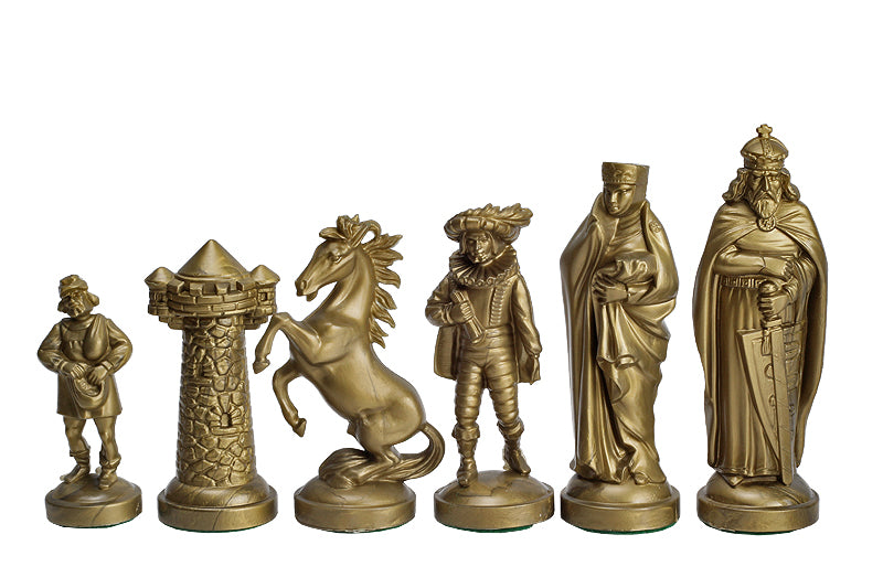 Medieval Style Chess Pieces 98mm – Black & Gold Plastic Historical Set – image 2