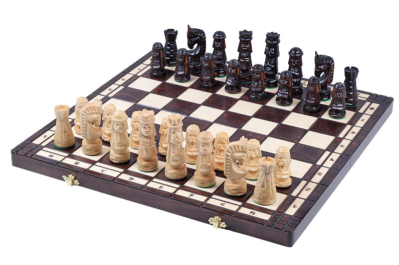GIEWONT Chess Set 50x50cm – Highland Style Hand-Carved Linden Wood