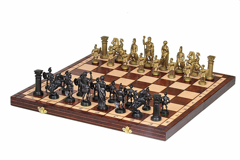 SPARTAN Chess Set 50x50cm – Ancient Warrior Weighted Pieces with Hand-Painted Board