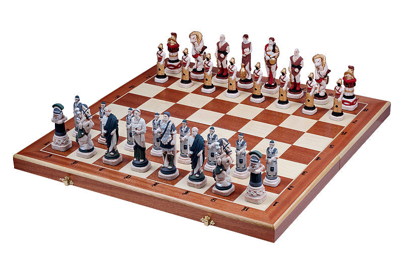 SPARTACUS Chess Set – Hand-Painted Stone Pieces with Mahogany Inlay Board – image 7