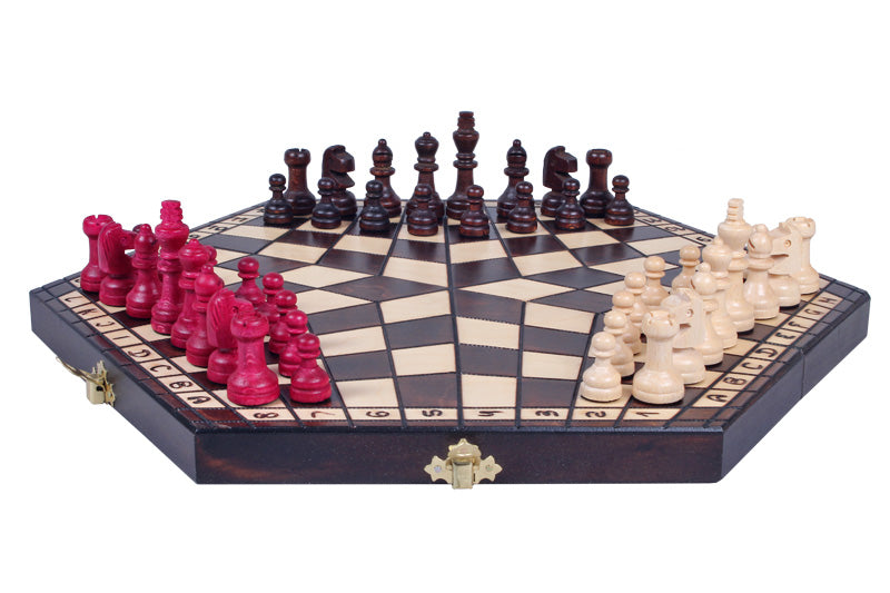 Three Player Chess Set Medium 40x35cm – Hexagonal Wooden Board – image 2