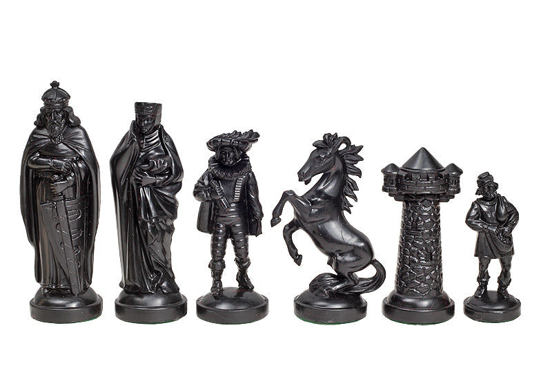 Medieval Style Chess Pieces 98mm – Cream & Black Plastic Historical Set – image 2