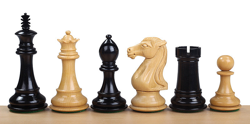 Royal Knight Chess Pieces 4" - Ebony Boxwood Weighted Luxury Heirloom Set