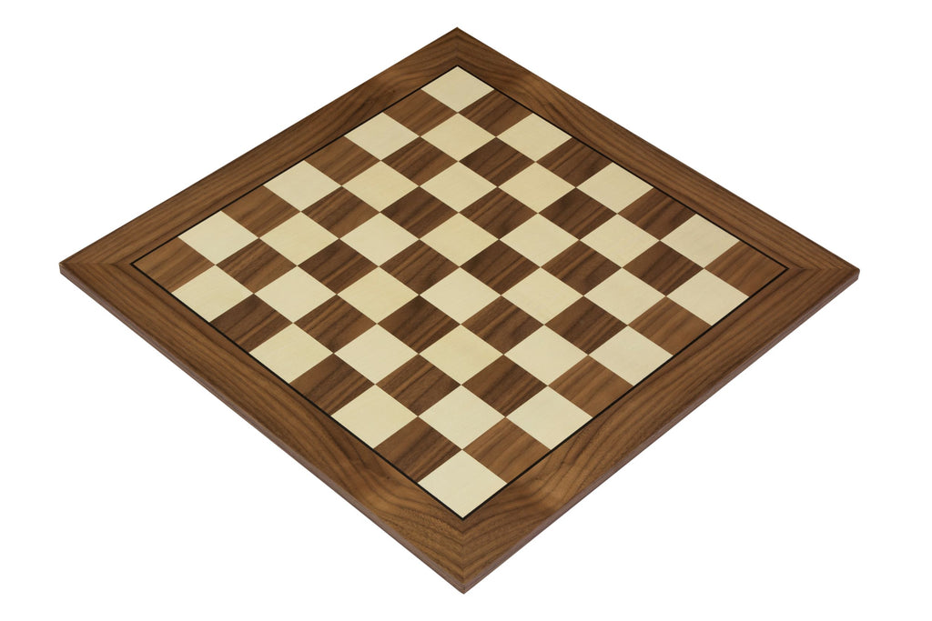 Chess Board 52×52 cm (55 mm squares) – Walnut & Maple (Black Frame), without Notation – image 2