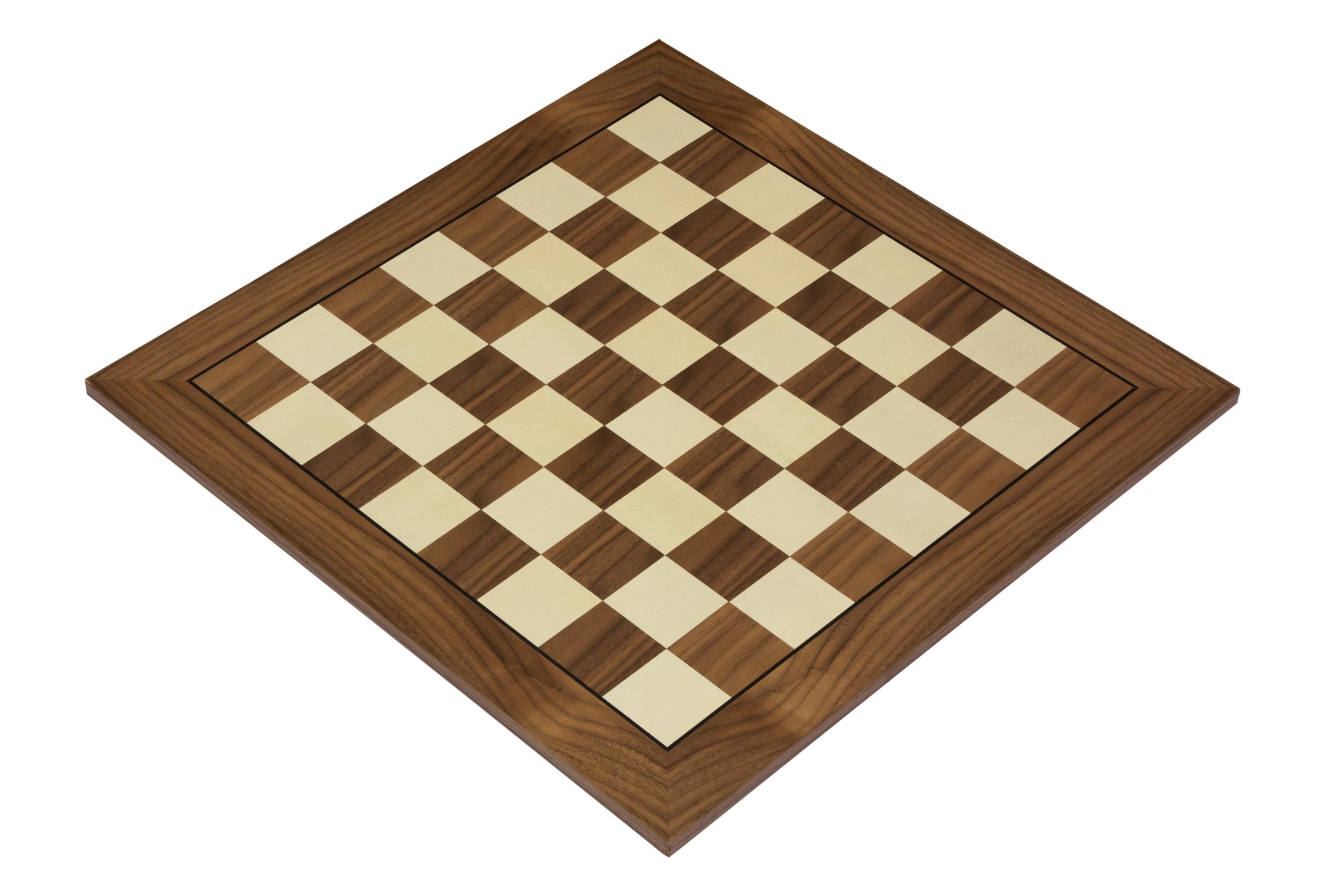 Chess Board 52×52 cm (55 mm squares) – Walnut & Maple (Black Frame), without Notation – image 2