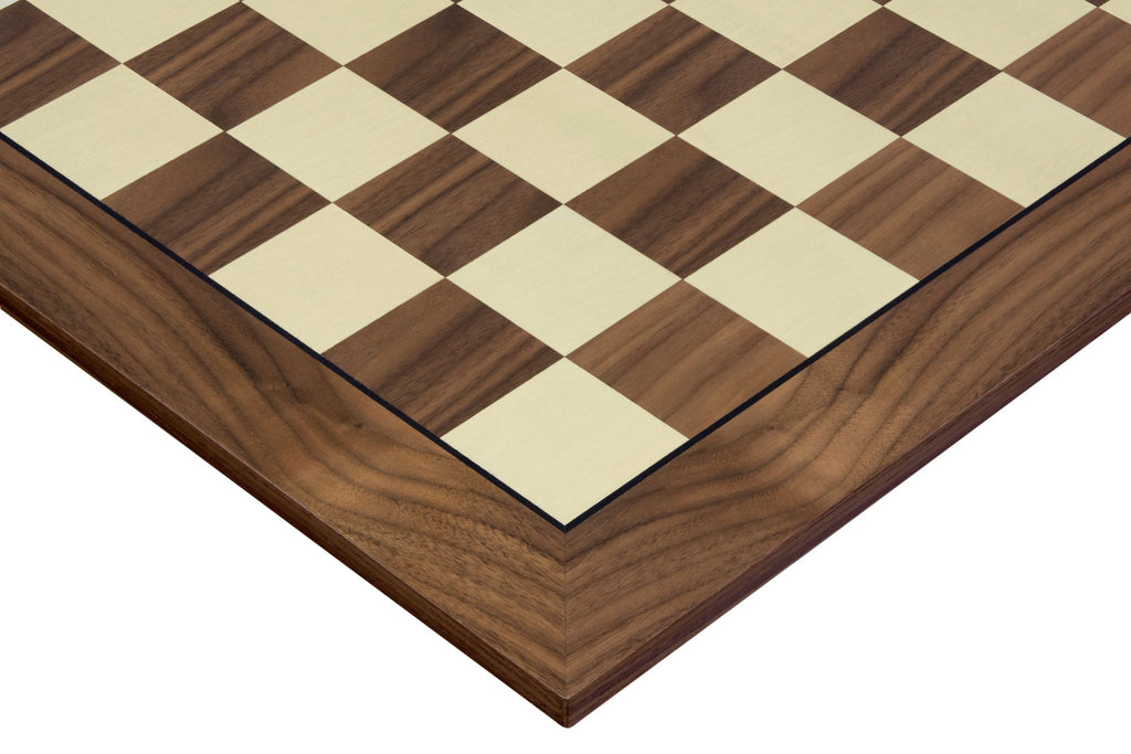 Chess Board 52×52 cm (55 mm squares) – Walnut & Maple (Black Frame), without Notation – image 3
