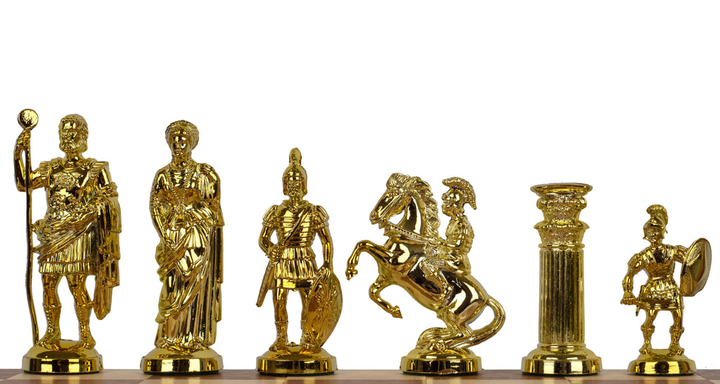 Roman Chess Pieces - Golden/Brown Metallic Weighted Set – image 2