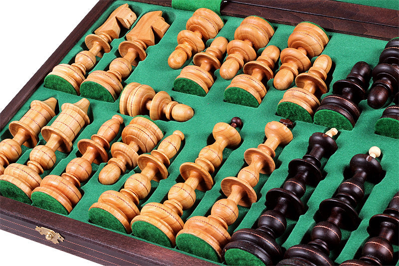 OLD POLISH Chess Set 58x58cm – Hand-Carved Cherry Wood with Brass Inlay – image 3