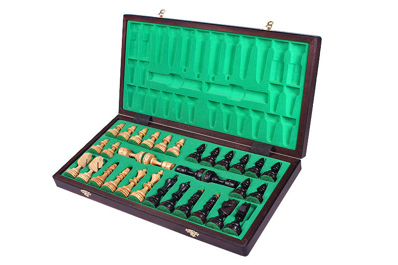 INDIAN Chess Set Small 47x47cm – Hand-Carved Cherry Wood Folding Board – image 2