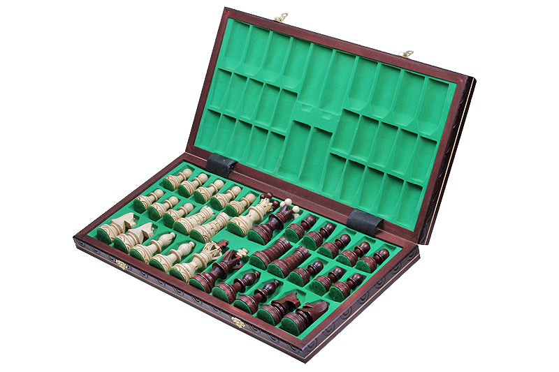 AMBASSADOR Chess Set 55x55cm – Hand-Carved Hornbeam & Sycamore Folding Board – image 4