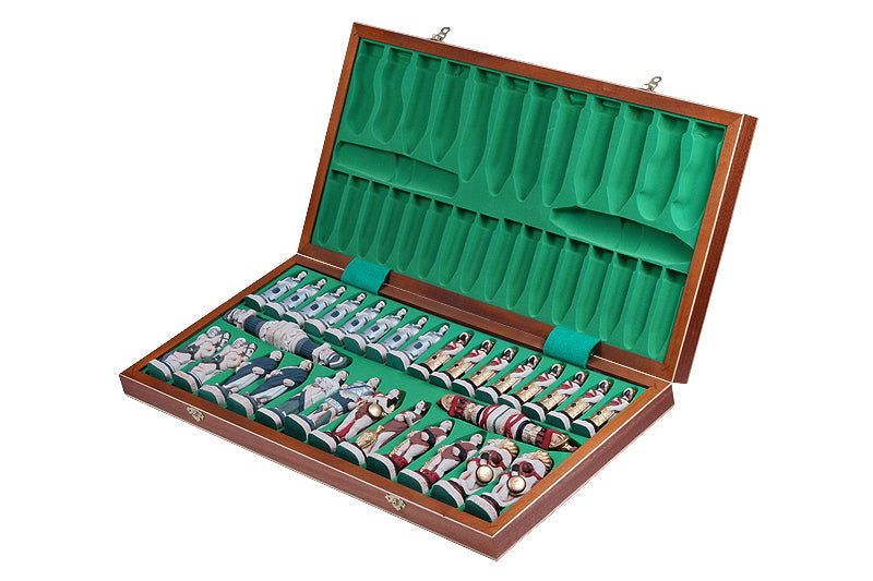SPARTACUS Chess Set – Hand-Painted Stone Pieces with Mahogany Inlay Board – image 8