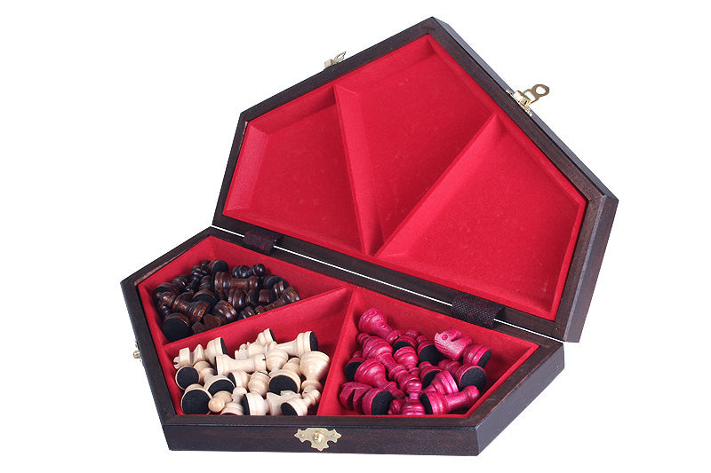 Three Player Chess Set Medium 40x35cm – Hexagonal Wooden Board – image 6