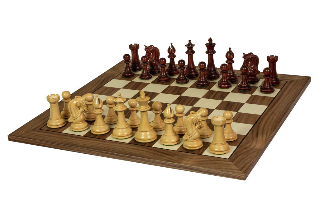 Chess Board 52×52 cm (55 mm squares) – Walnut & Maple (Black Frame), without Notation – image 4