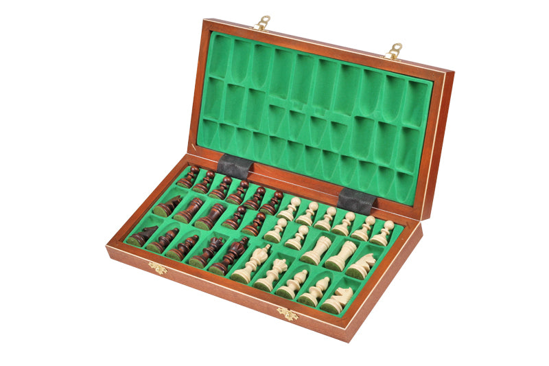 Olympic Chess Set 35x35cm – Mahogany & Sycamore Intarsia Folding Board – image 5