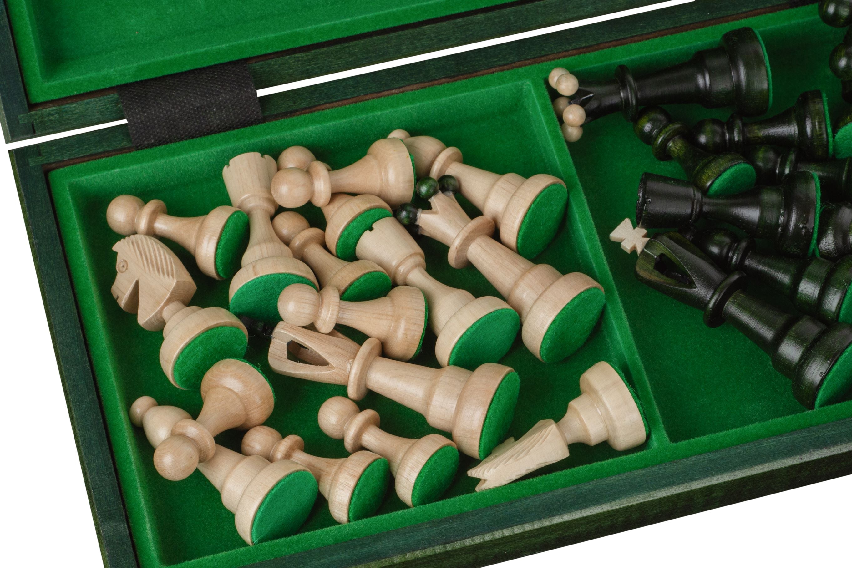 ACE Chess Set – Green, 42cm Folding Board with Pieces – image 2