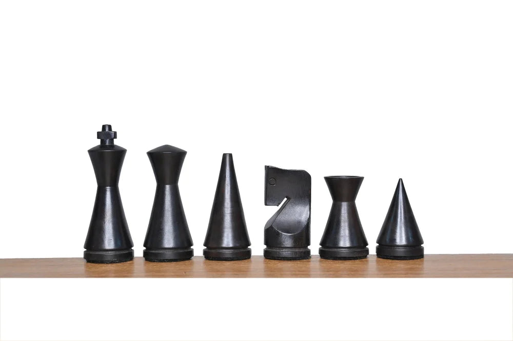 Modern Staunton Chess Pieces 3" (75mm) – Ebonised, Weighted – image 3