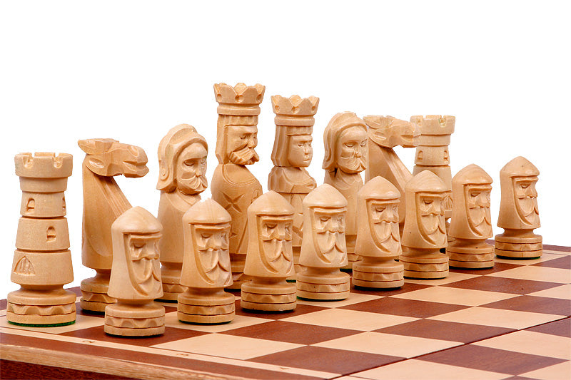 CASTLE Chess Set Medium 56x56cm – Mahogany & Sycamore Marquetry Folding Board – image 2