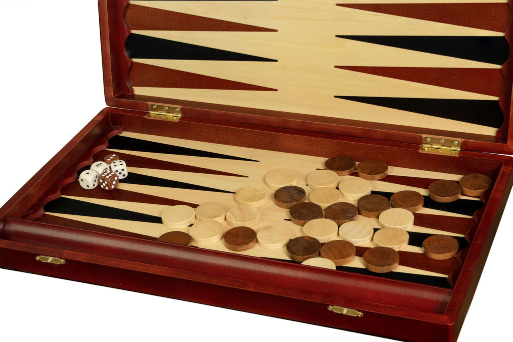Backgammon Large Wood 48x28cm - Folding Case Veneer Finish Complete Set – image 3