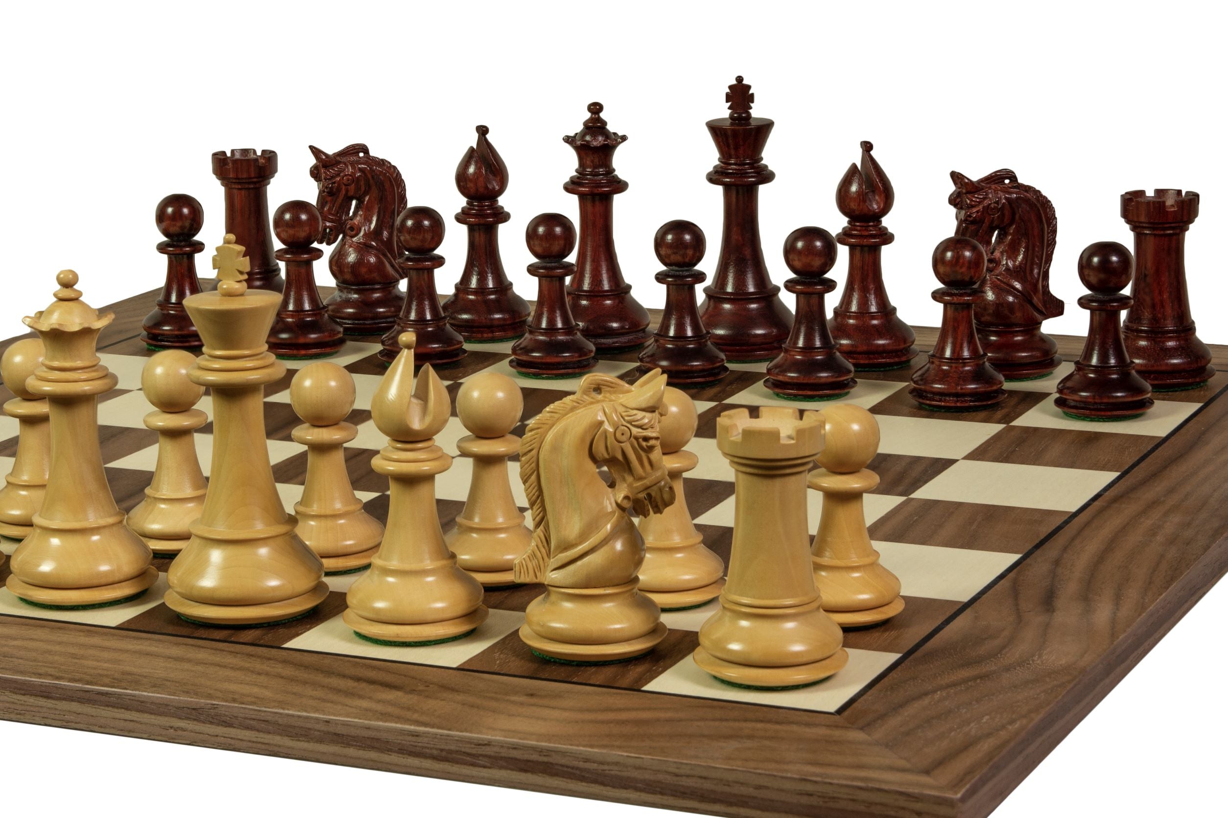 Chess Board 52×52 cm (55 mm squares) – Walnut & Maple (Black Frame), without Notation – image 5