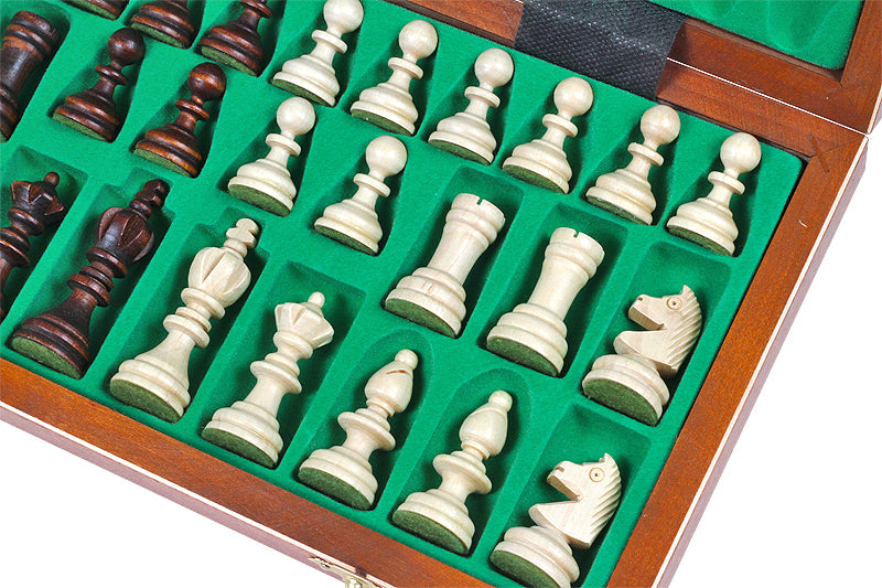 Olympic Chess Set 35x35cm – Mahogany & Sycamore Intarsia Folding Board – image 2