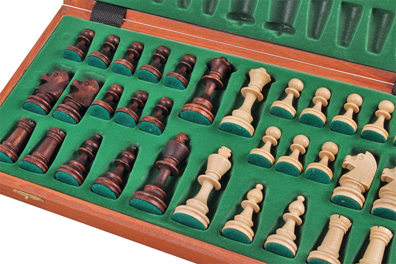 Tournament Chess Set No.4 42x42cm – Intarsia Board with Carved Staunton Pieces – image 2