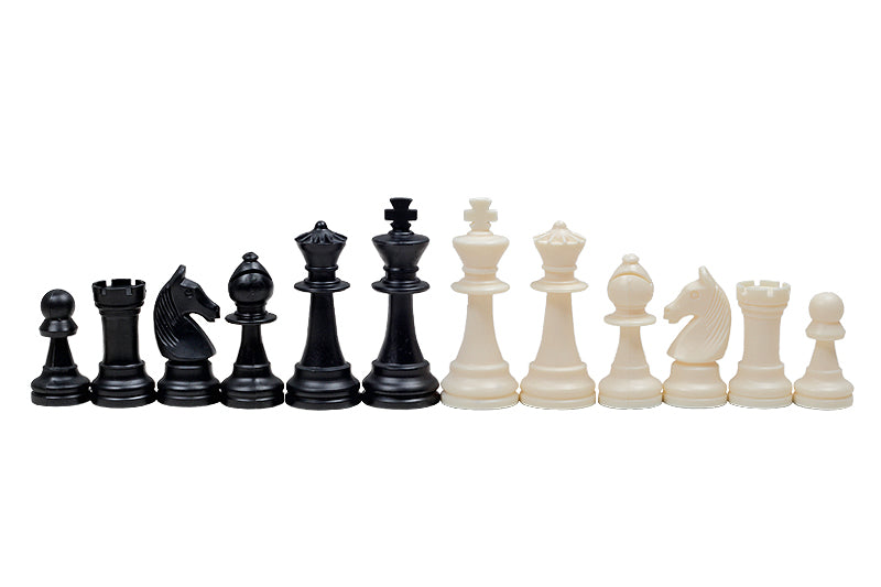Plastic Staunton No.6 Chess Pieces 96mm – Cream & Black Tournament Set – image 2