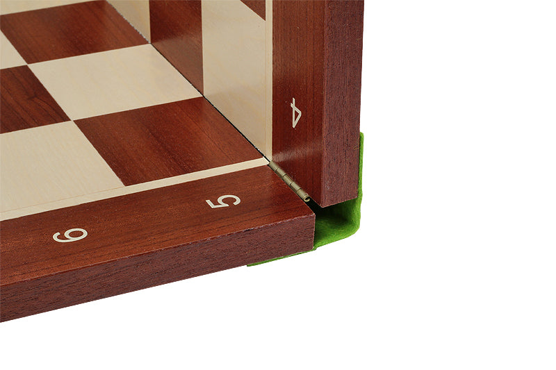 Folding Chess Board No.6 - Mahogany Marquetry 58mm with Notation – image 3
