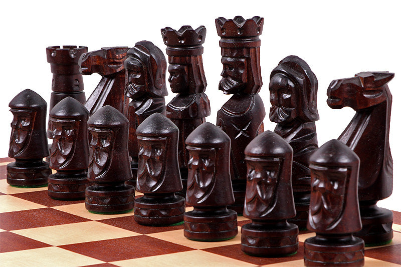 CASTLE Chess Set Medium 56x56cm – Mahogany & Sycamore Marquetry Folding Board – image 6
