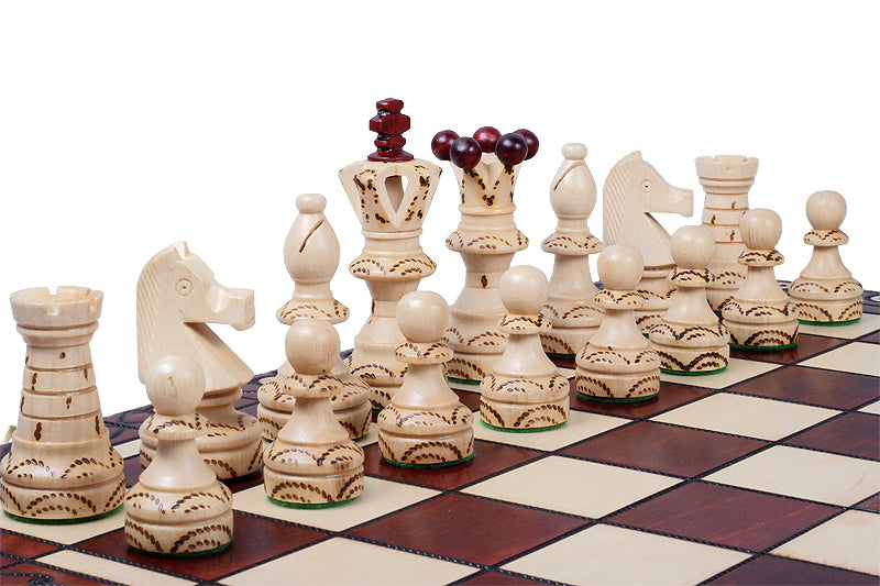 AMBASSADOR Chess Set 55x55cm – Hand-Carved Hornbeam & Sycamore Folding Board