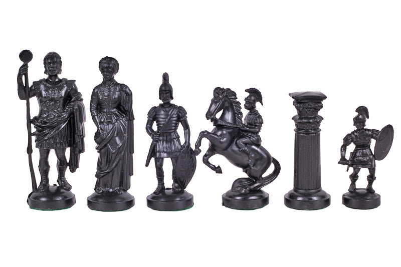 Chess Pieces Roman Empire Style 98mm Plastic - Black Gold Felt Bottom Historical Set – image 3