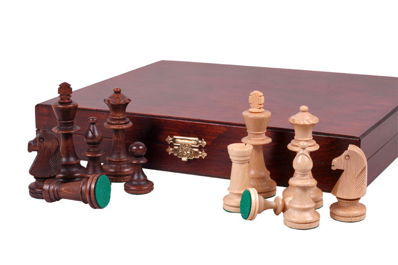 Staunton No.5 LUX Chess Pieces – Weighted Hornbeam Set in Wooden Box