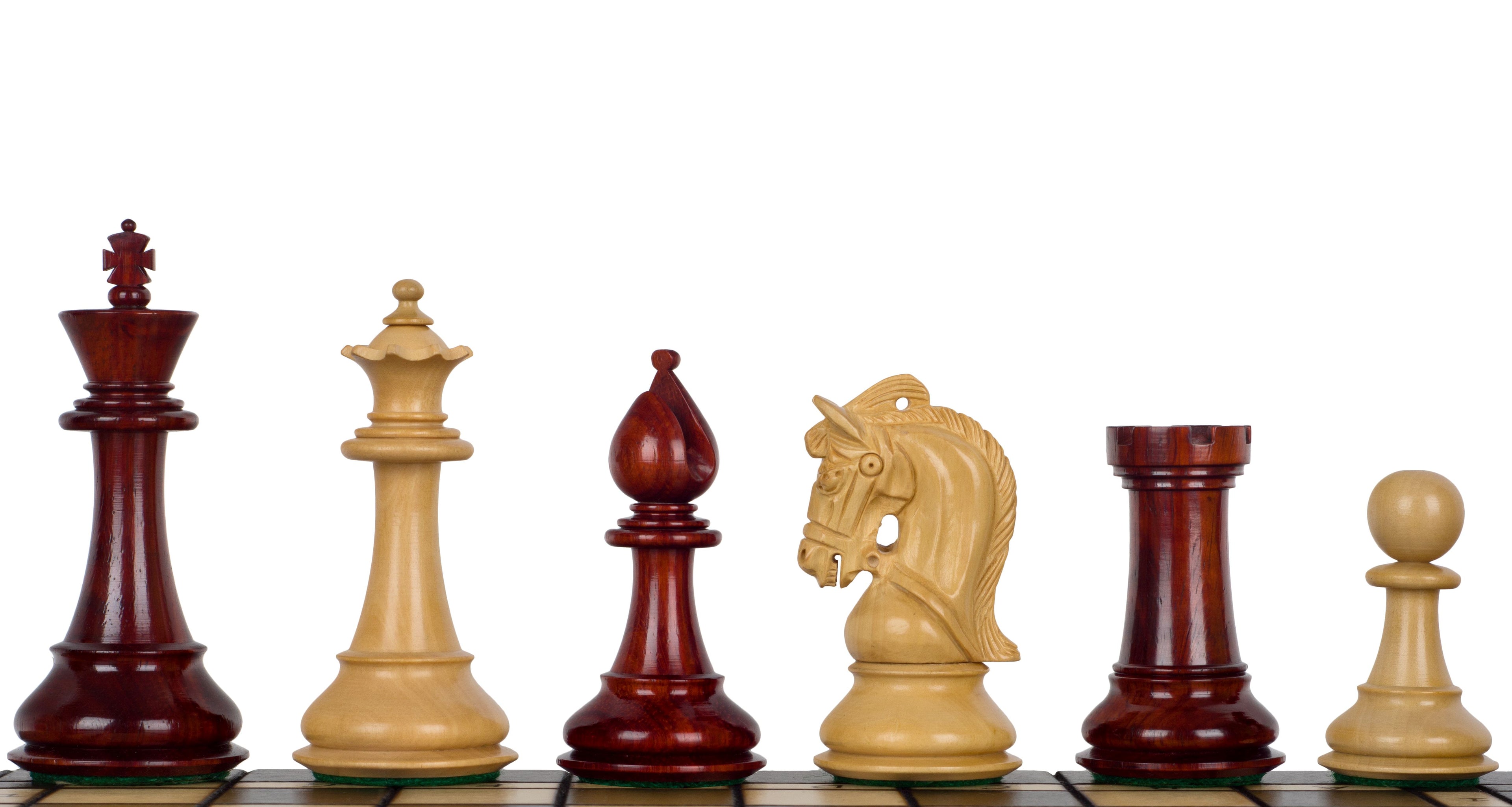 Corinthian Chess Pieces – Padauk & Boxwood, 3.75" King – image 3