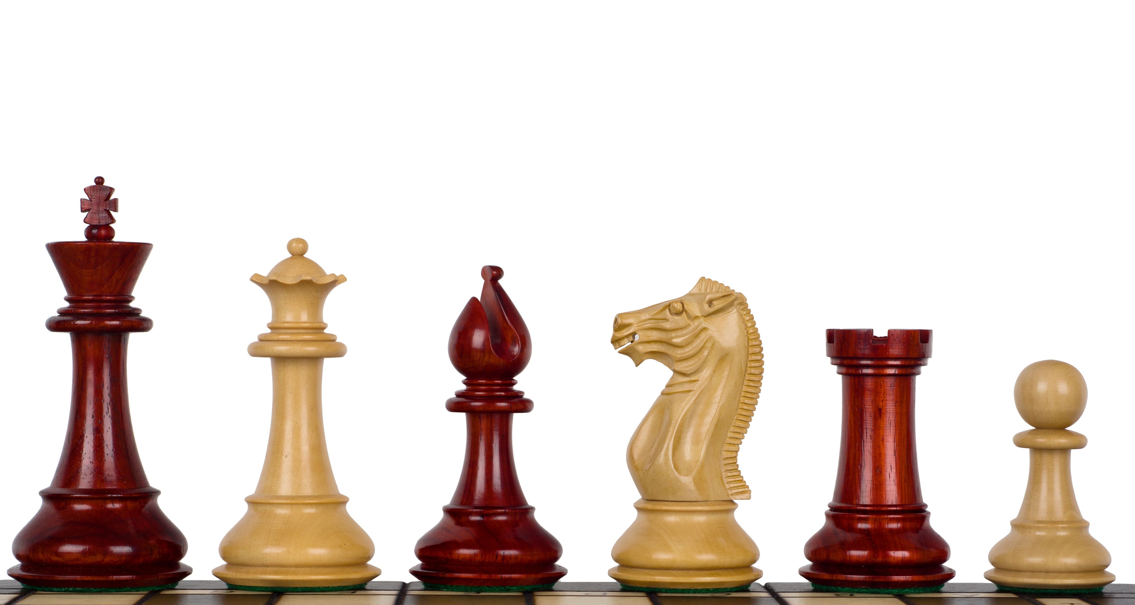 Pershing Chess Pieces 4.25" – Redwood & Boxwood, Premium Indian