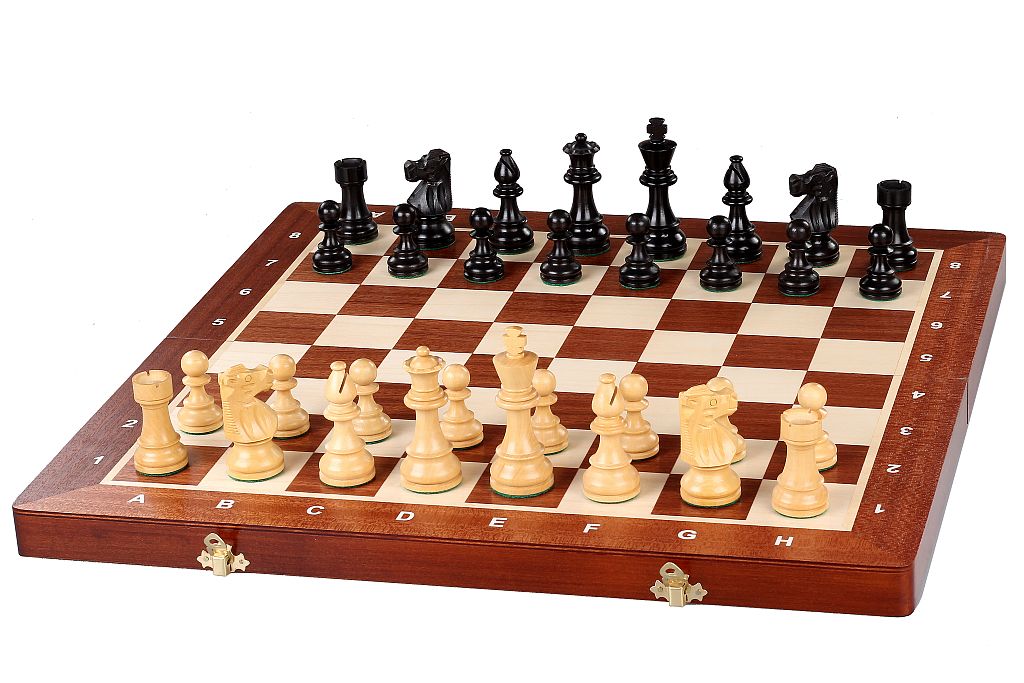 Tournament Chess Set No.4 - French Ebonised 3" King with Intarsia Board – image 2