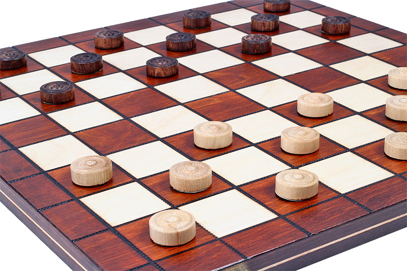 Checkers 8x8 Set - Folding Wooden Board 40cm with Hornbeam Pieces – image 3