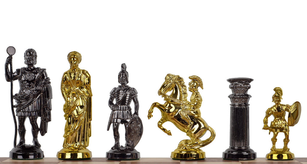 Roman Chess Pieces - Golden/Brown Metallic Weighted Set – image 3