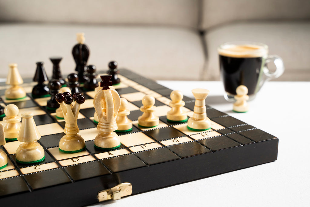 Chess Set 2-in-1 Wood 35cm - Chess Checkers Folding Case Hornbeam – image 11