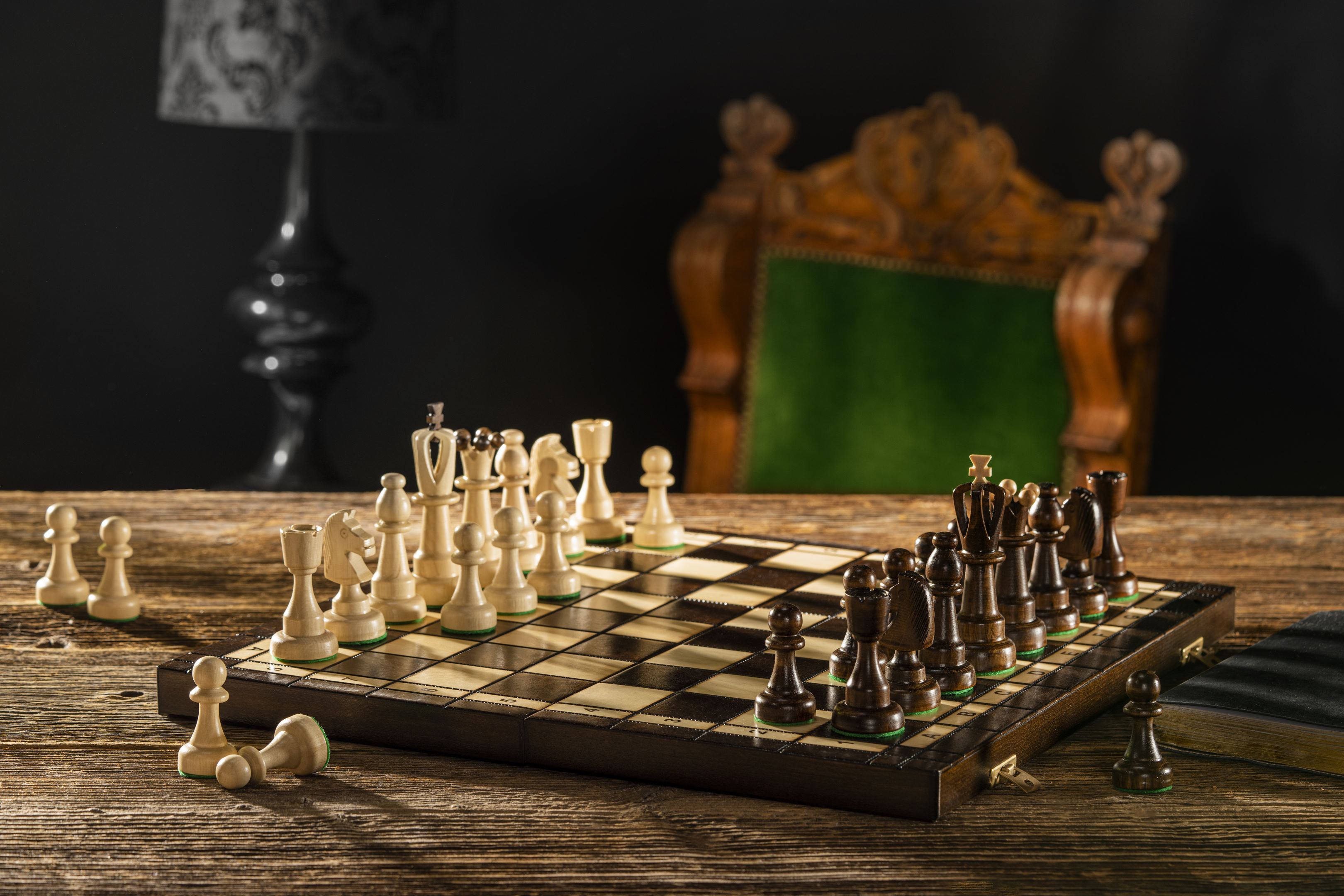 ACE Chess Set 42x42cm – Traditional Folding Board with Insert Tray