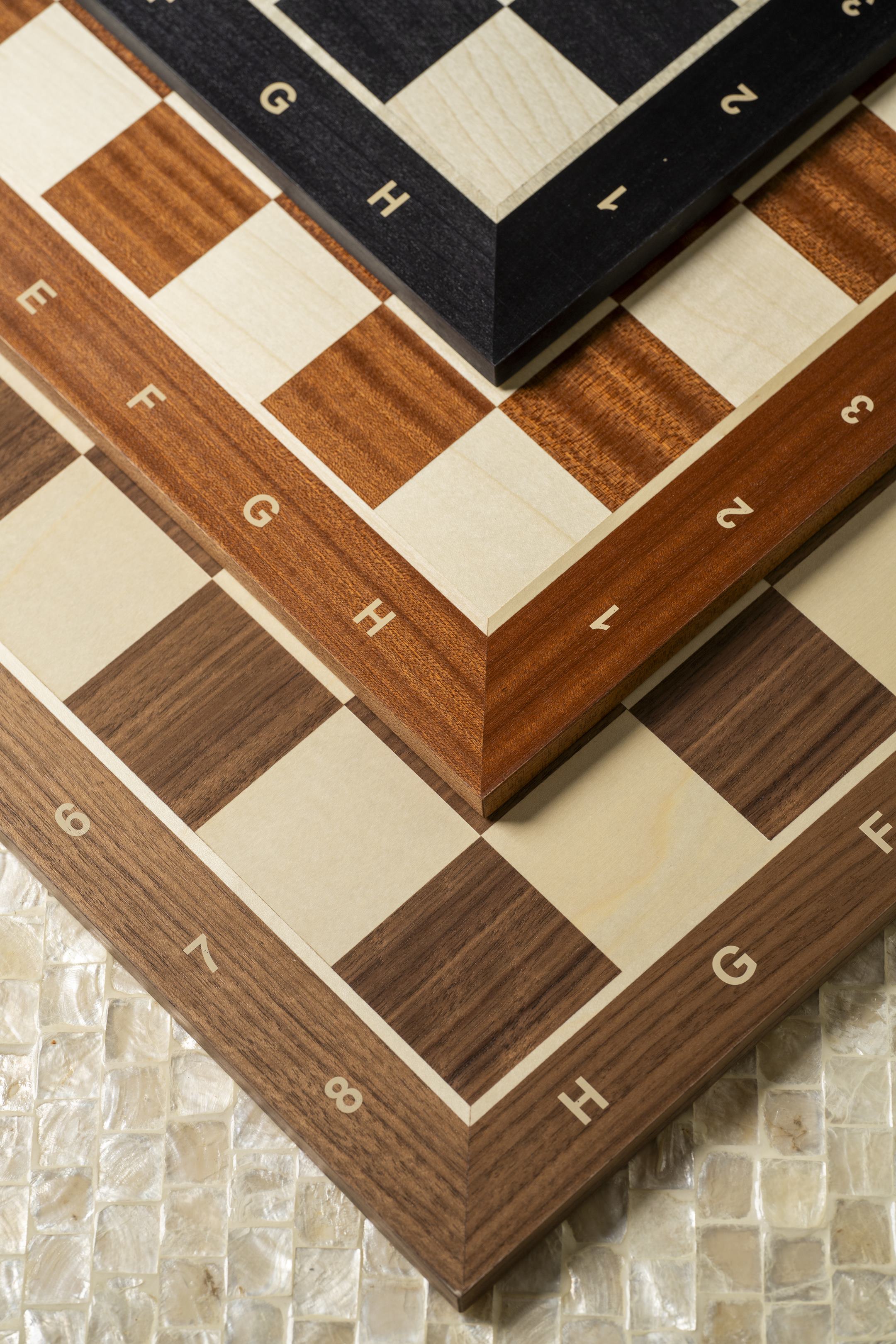 Chess Board 48×48 cm – Walnut & Maple, with Notation – image 2
