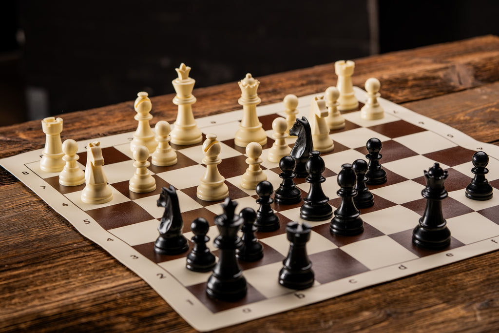 Chess Board Vinyl Roll-Up 51cm Brown - Tournament 57mm Squares Portable Lightweight